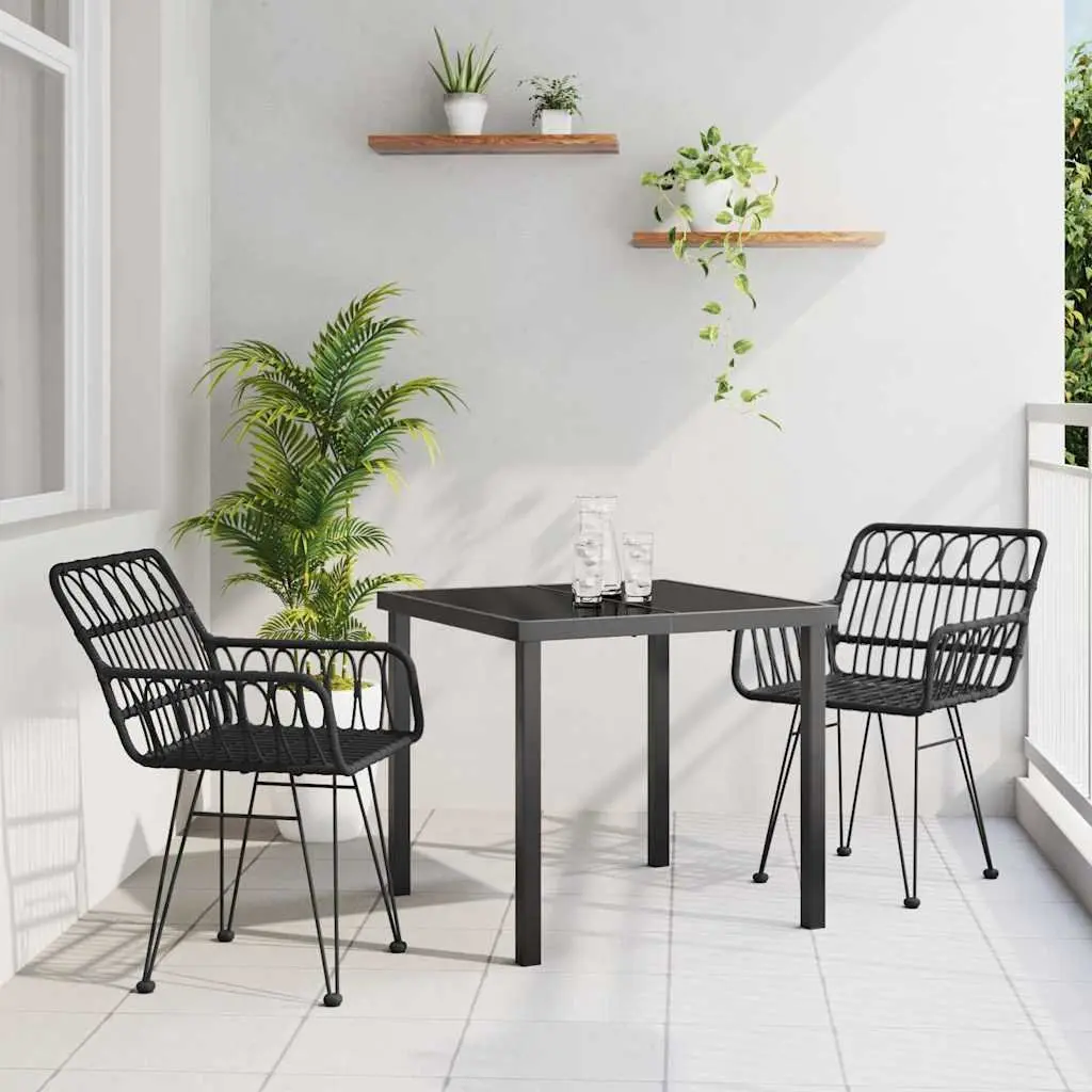 3-Piece Black Steel Garden Dining Set