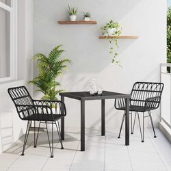 Durable 3-Piece Black Steel Garden Dining Set