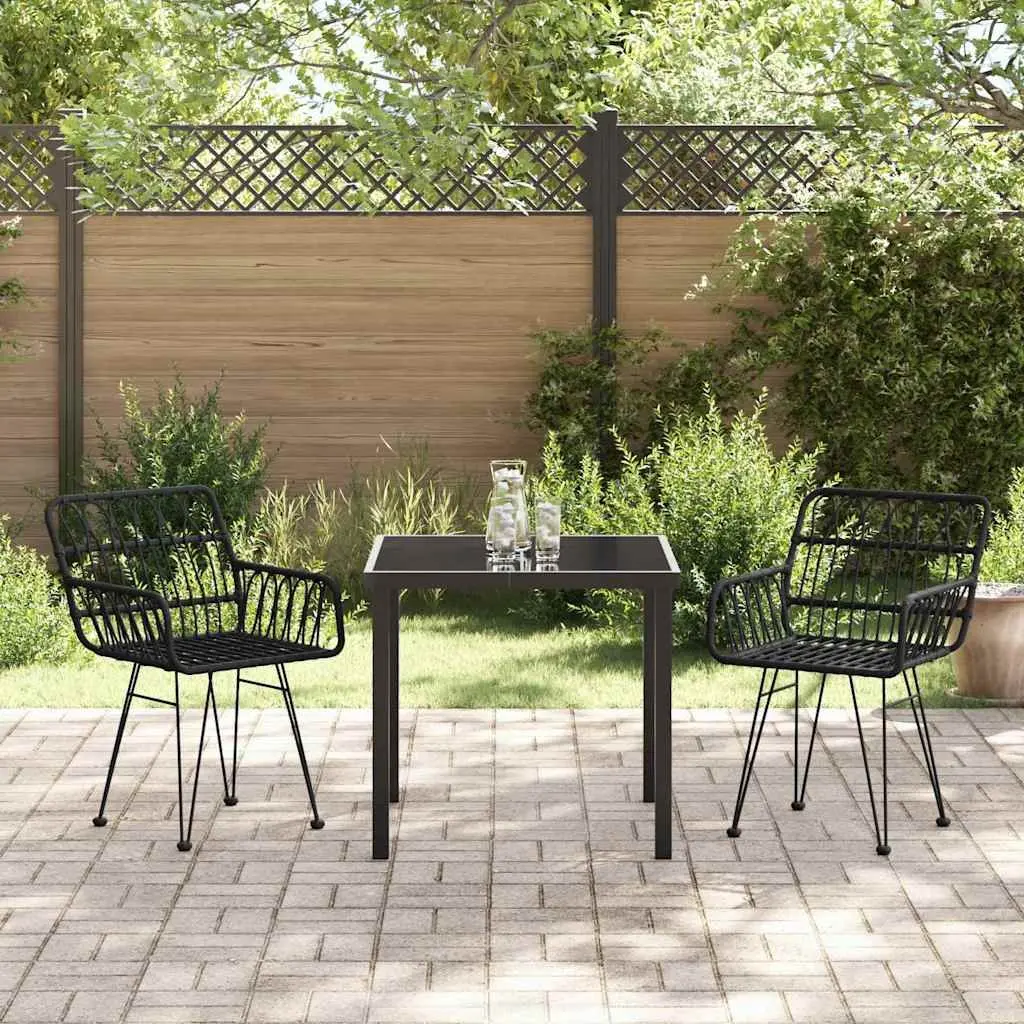 3-Piece Black Steel Garden Dining Set