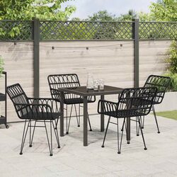 Sturdy Black Steel Garden Dining Set with 5 Pieces