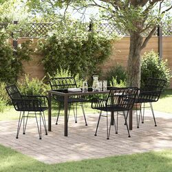 Black Steel Garden Dining Set - 5-Piece Outdoor Furniture
