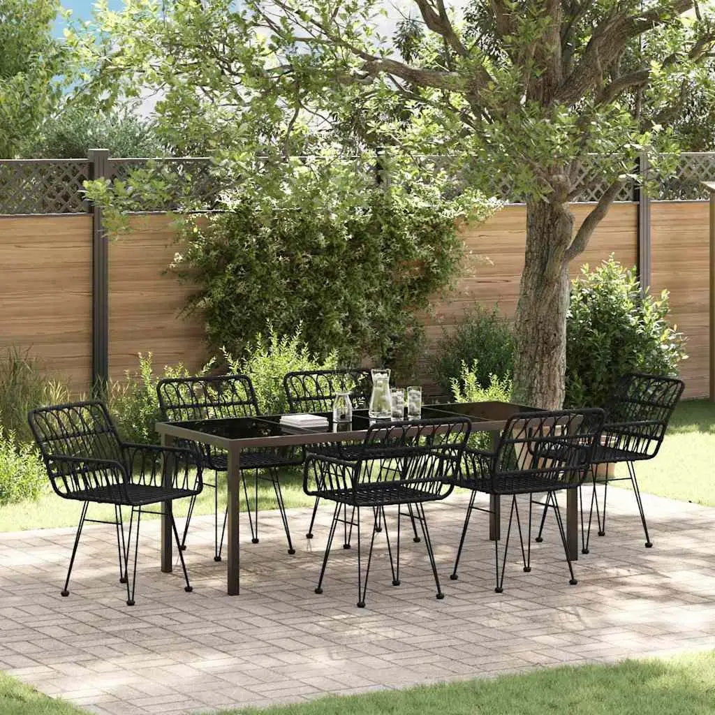 Black Rectangular 7-Piece Garden Dining Set