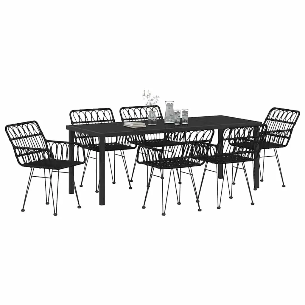 Black Rectangular 7-Piece Garden Dining Set