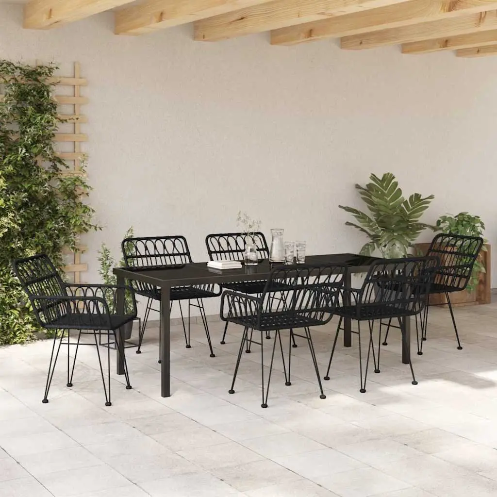 Black Rectangular 7-Piece Garden Dining Set