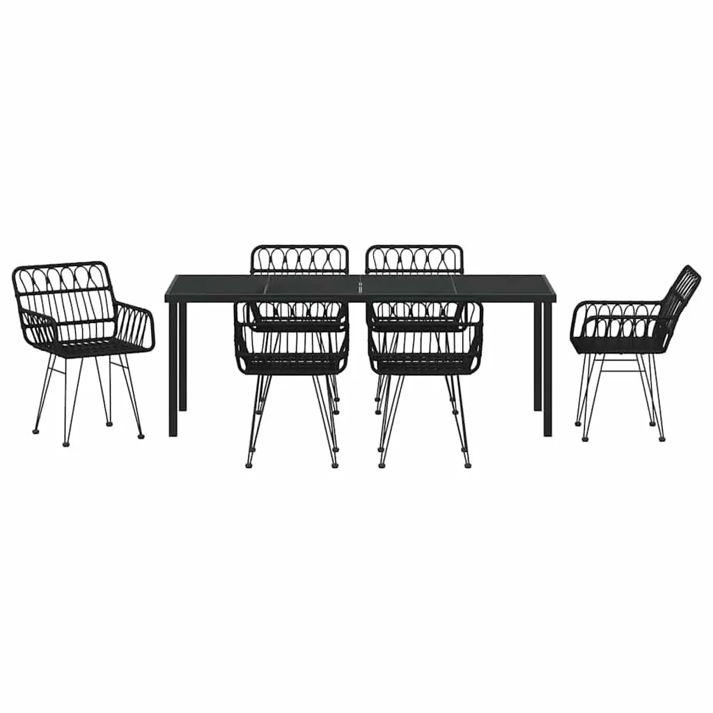 Black Rectangular 7-Piece Garden Dining Set