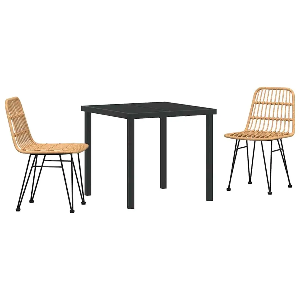 Brown 3-Piece Garden Dining Set for Outdoors