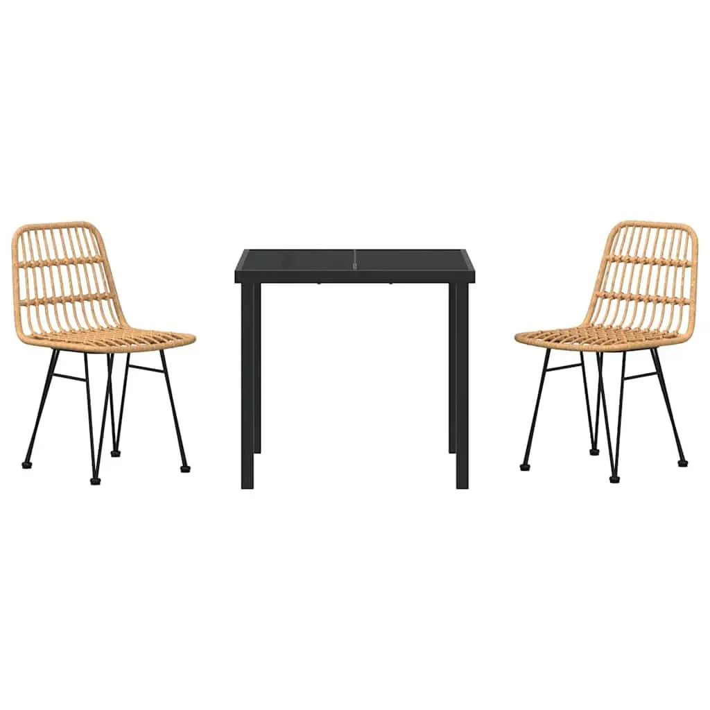 Brown 3-Piece Garden Dining Set for Outdoors