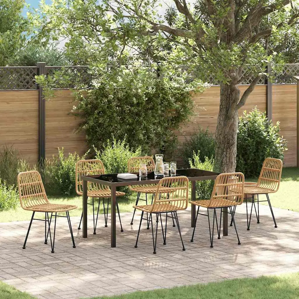 7-Piece Brown Rectangular Outdoor Dining Set