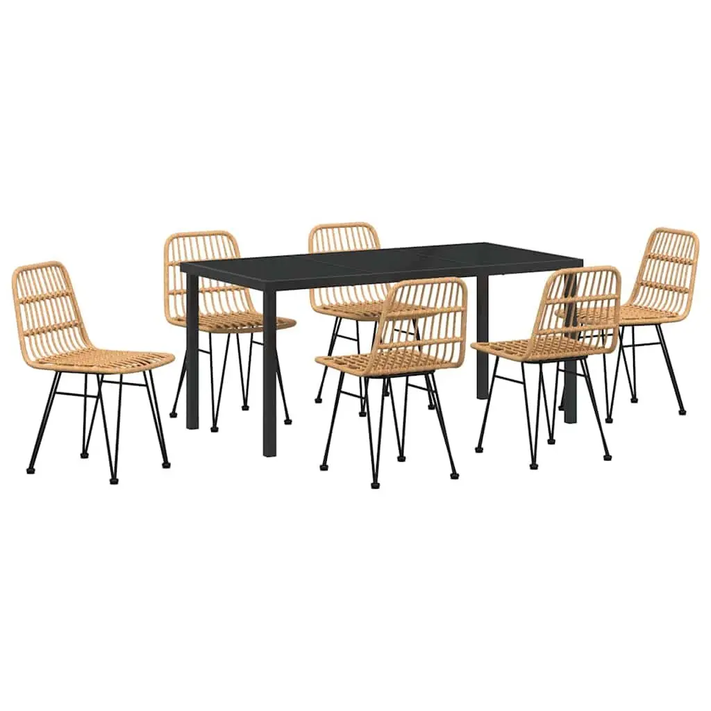 7-Piece Brown Rectangular Outdoor Dining Set