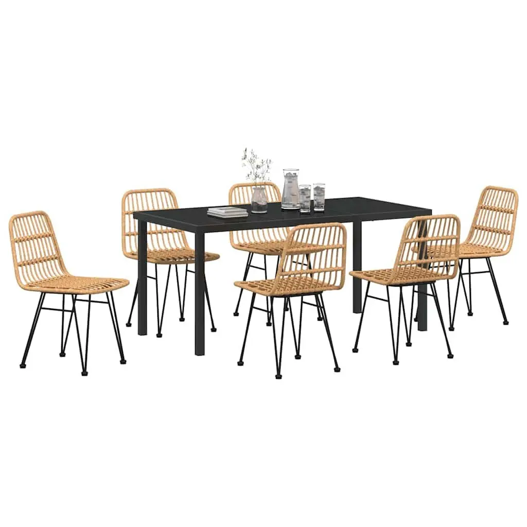 7-Piece Brown Rectangular Outdoor Dining Set