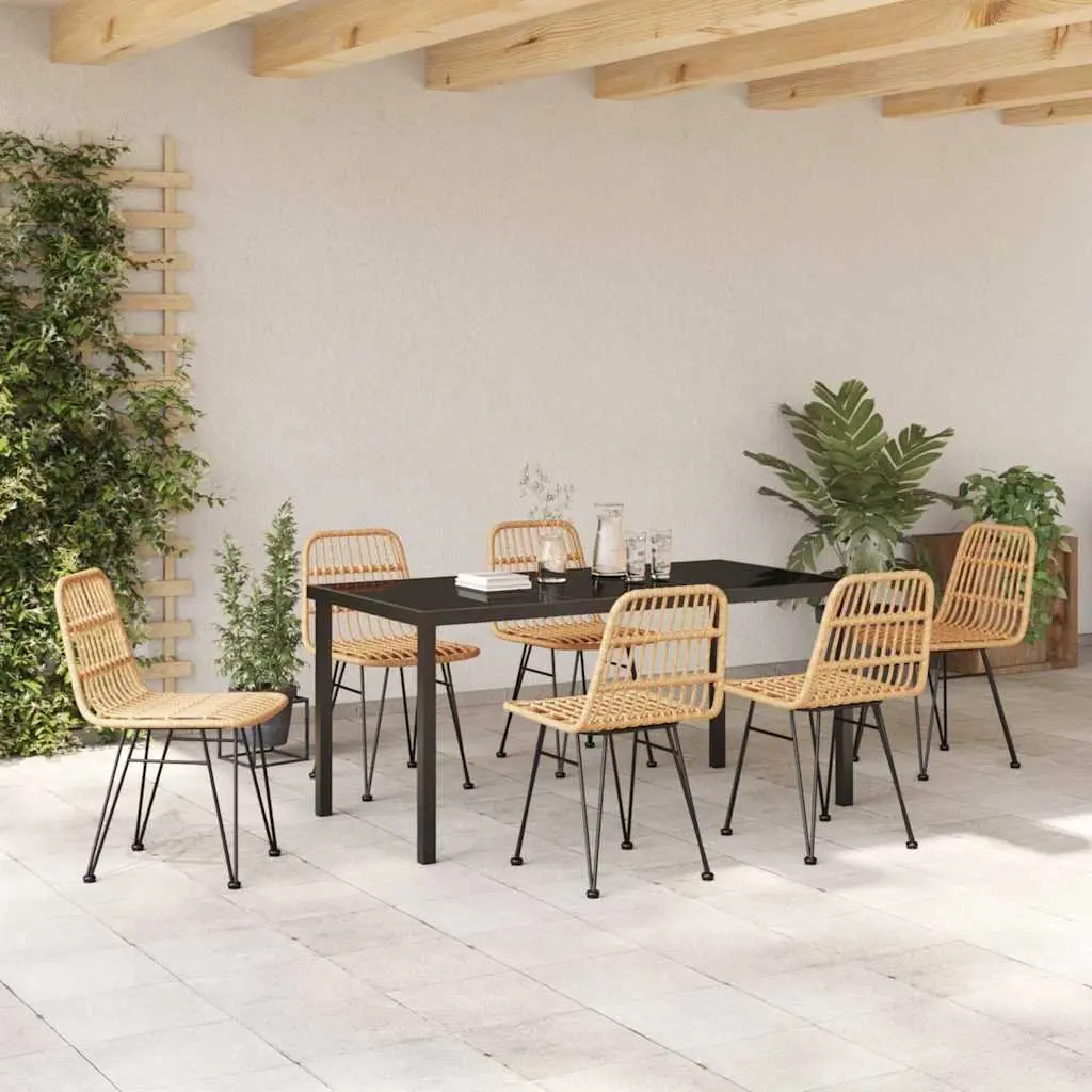7-Piece Brown Rectangular Outdoor Dining Set