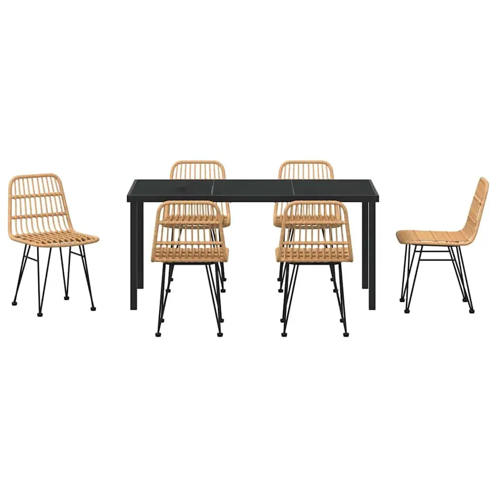 7-Piece Brown Rectangular Outdoor Dining Set