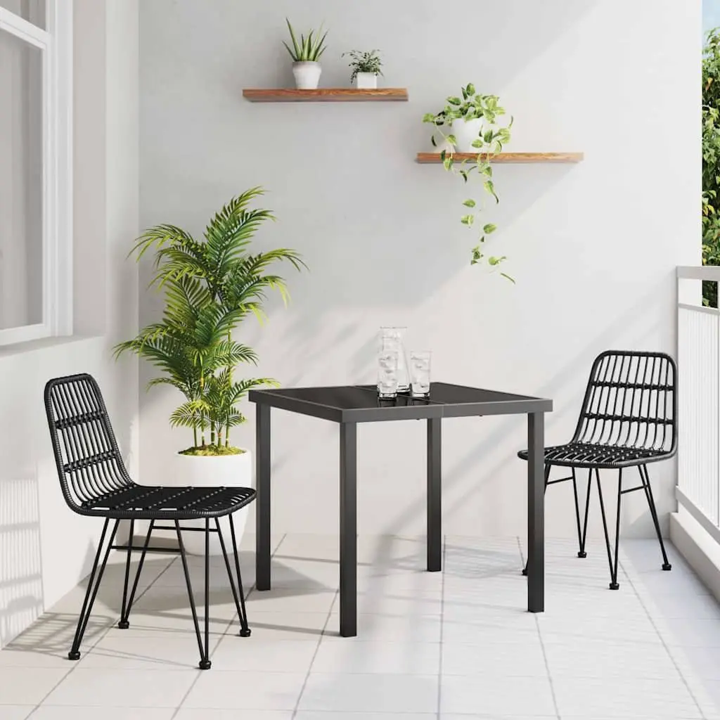 3-Piece Black Steel Garden Dining Set