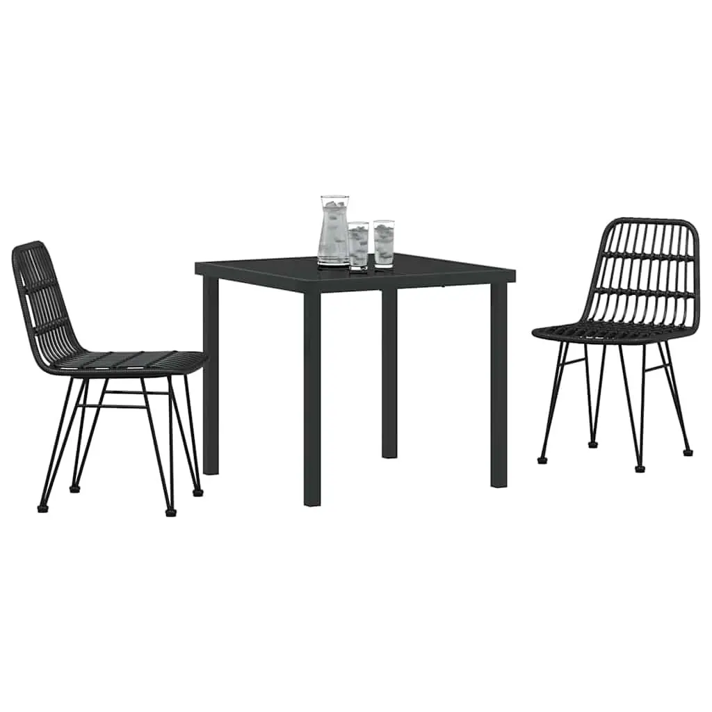 3-Piece Black Steel Garden Dining Set