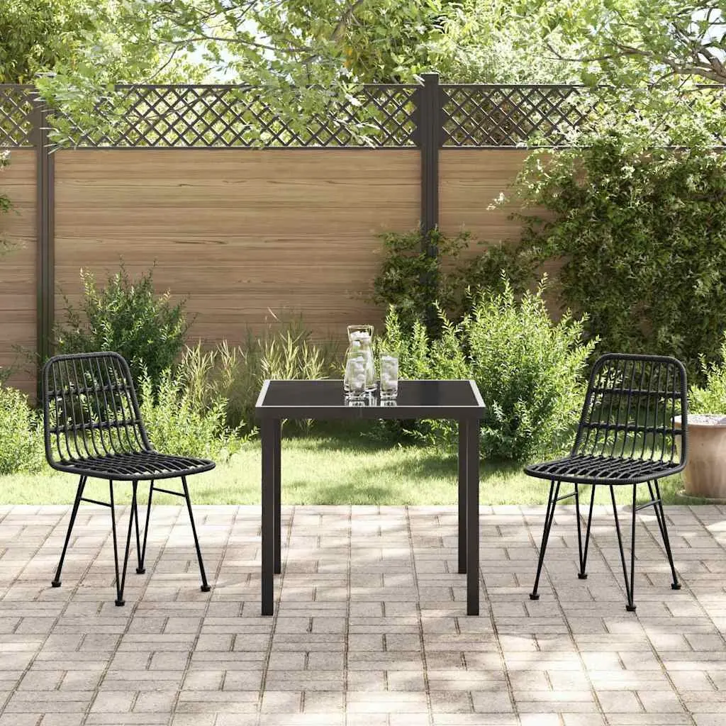 3-Piece Black Steel Garden Dining Set