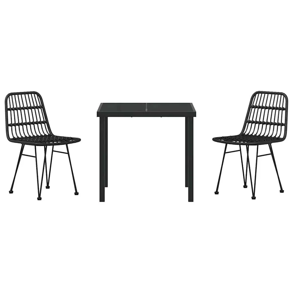 3-Piece Black Steel Garden Dining Set