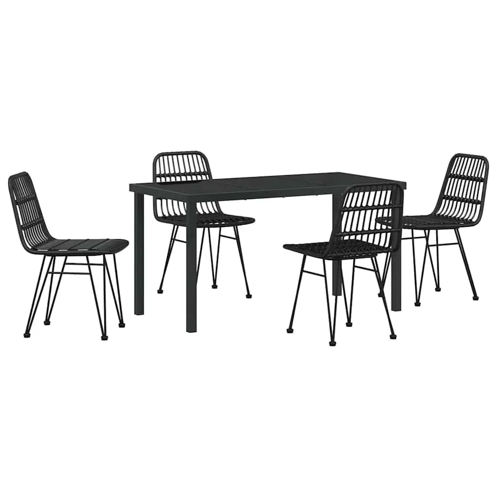 5 Piece Black Steel Frame Garden Dining Set