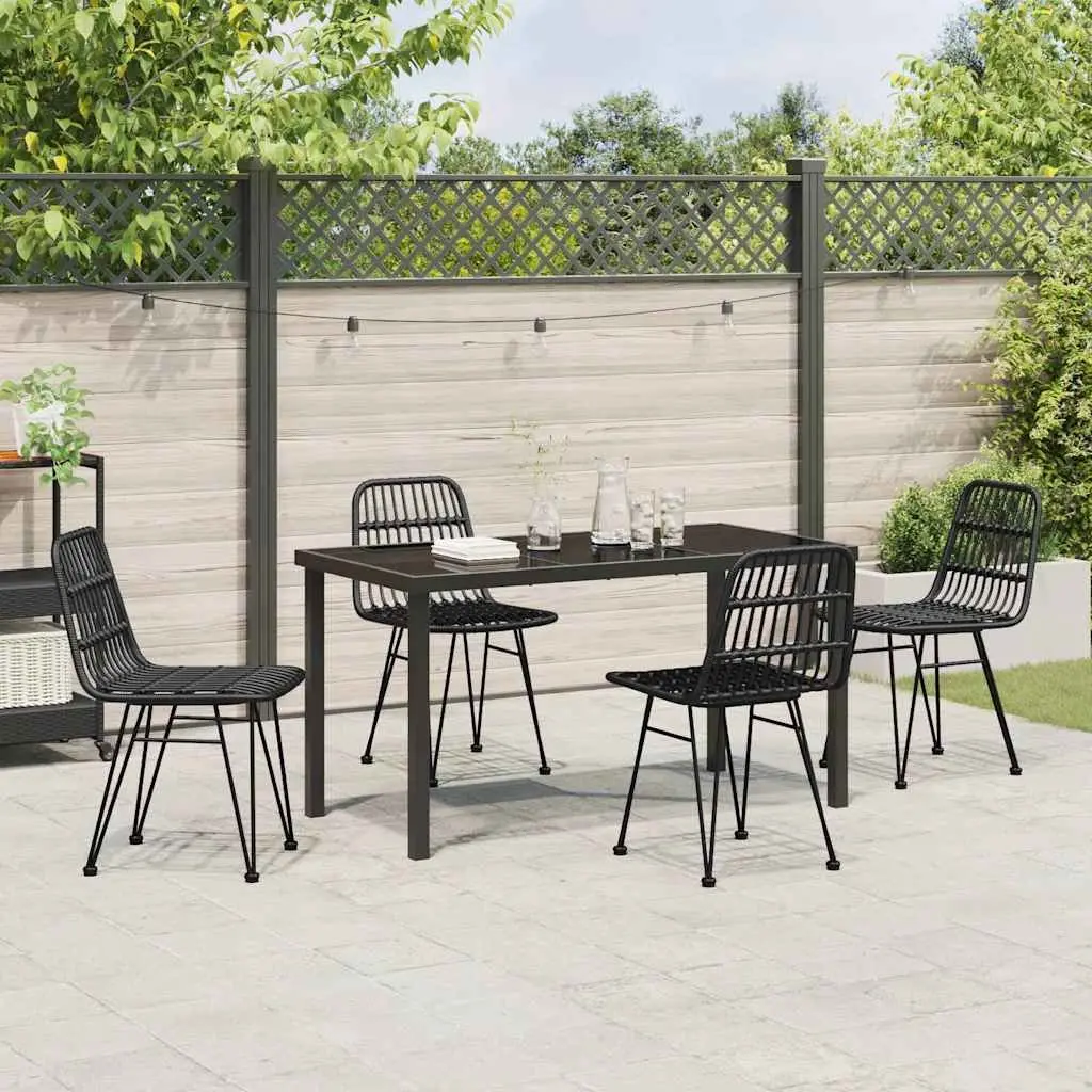 5 Piece Black Steel Frame Garden Dining Set