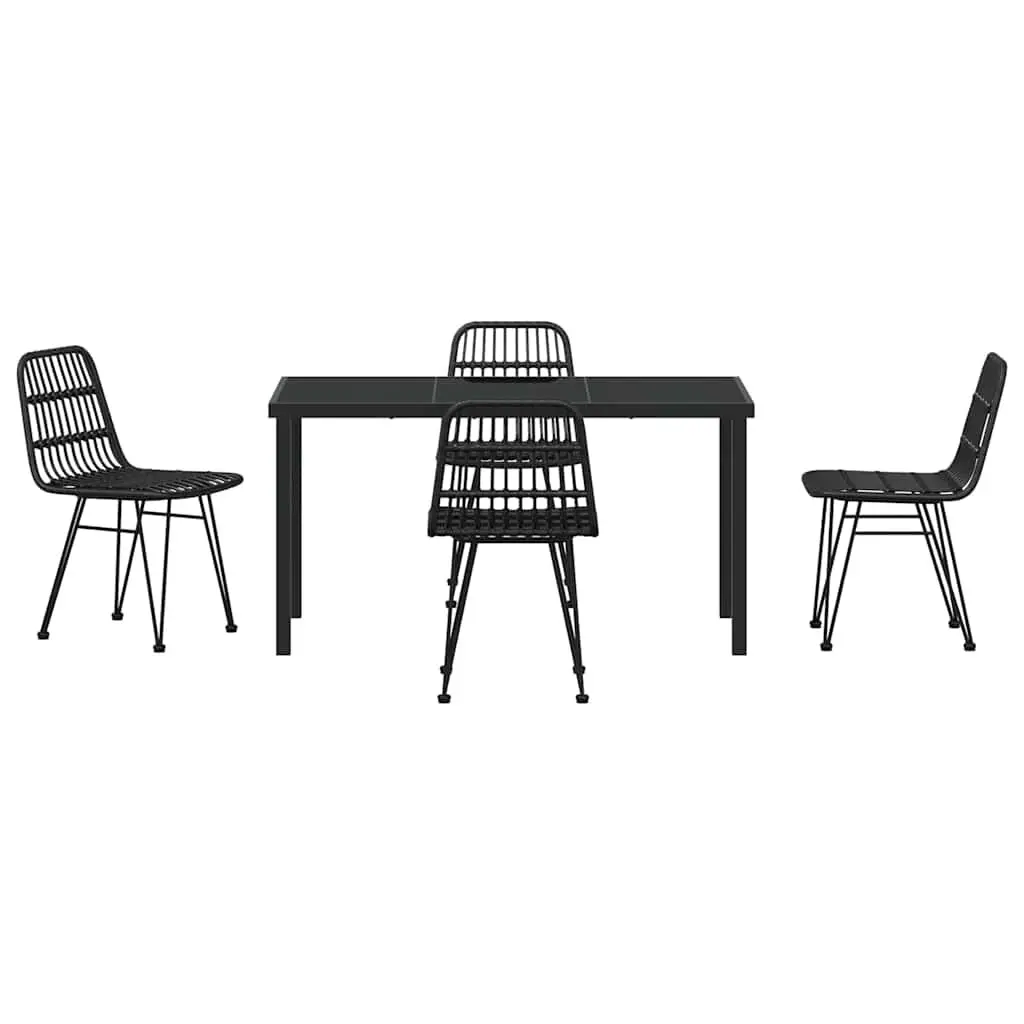 5 Piece Black Steel Frame Garden Dining Set