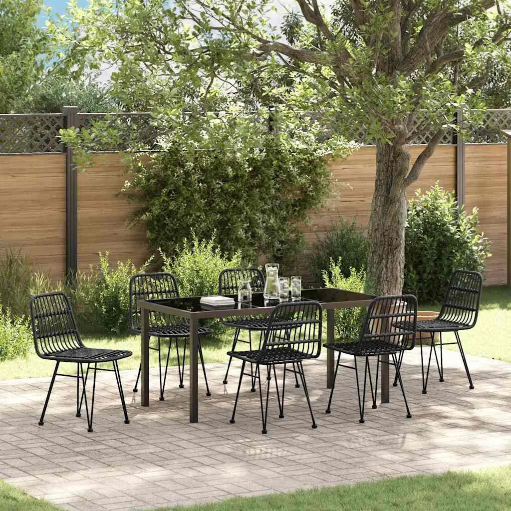 7-Piece Black Outdoor Dining Set with Durable Steel Frame