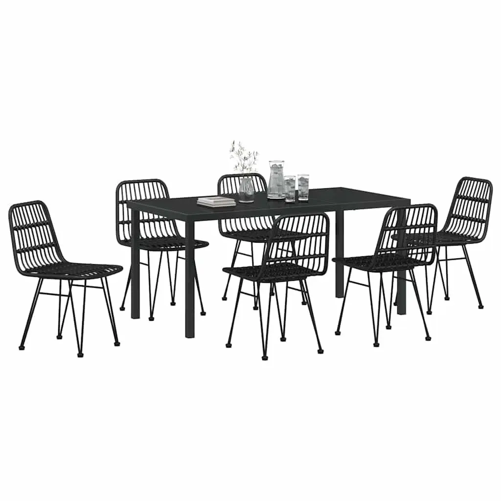 7-Piece Black Outdoor Dining Set with Durable Steel Frame