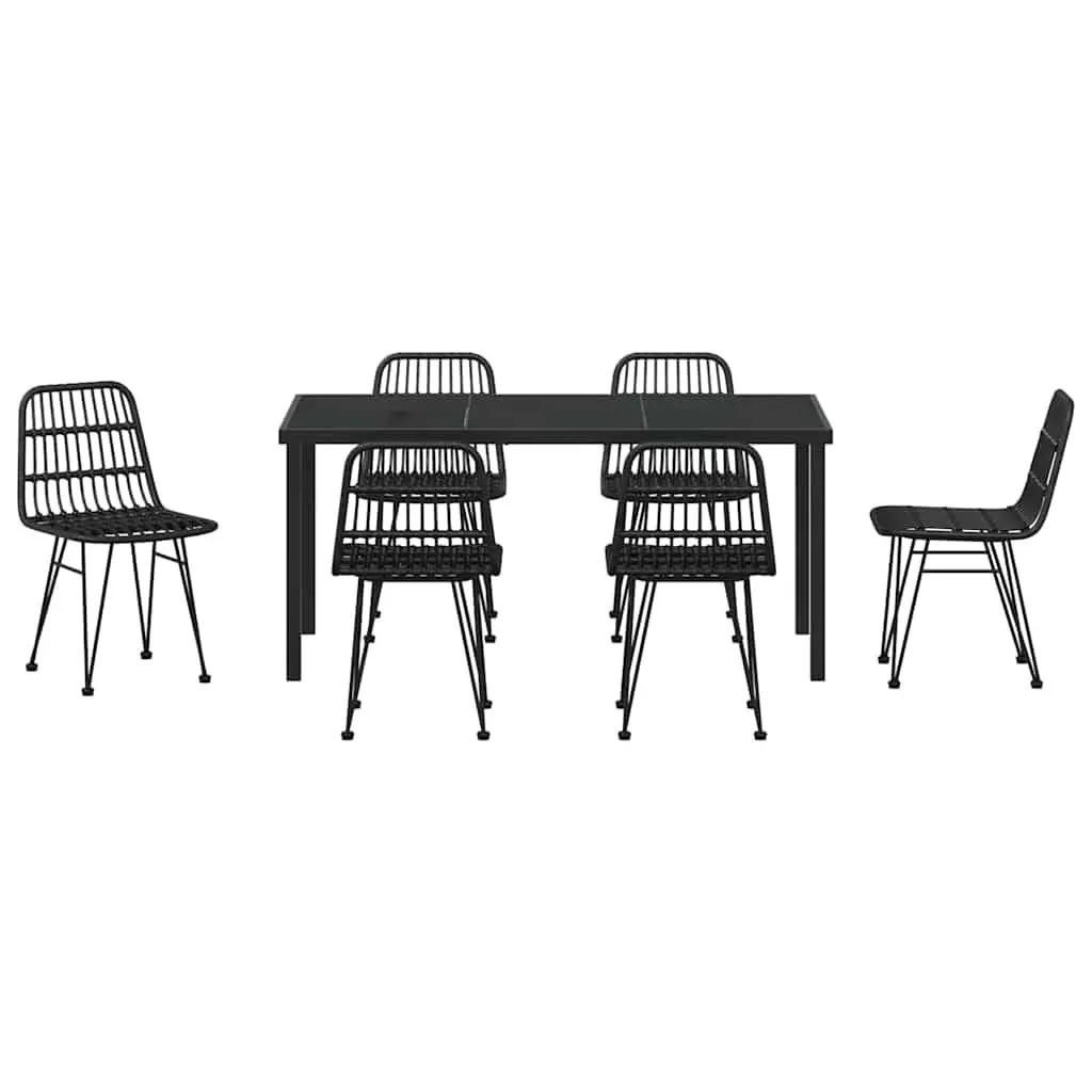 7-Piece Black Outdoor Dining Set with Durable Steel Frame