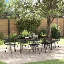 Rectangular Black Steel Frame 7-Piece Garden Dining Set