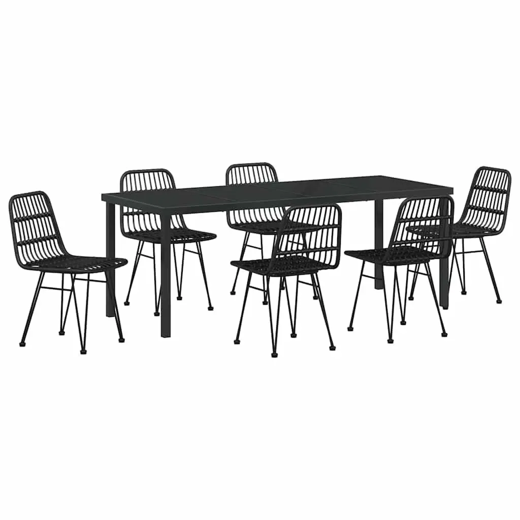 Rectangular Black Steel Frame 7-Piece Garden Dining Set