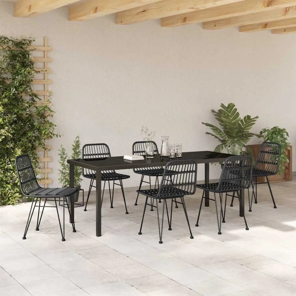 Rectangular Black Steel Frame 7-Piece Garden Dining Set