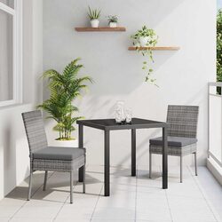Stylish 3-Piece Grey Steel Frame Garden Dining Set