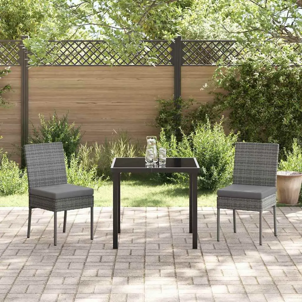 Garden Dining Set Powder-Coated Steel Frame 3 Pieces Grey Outdoor Furniture