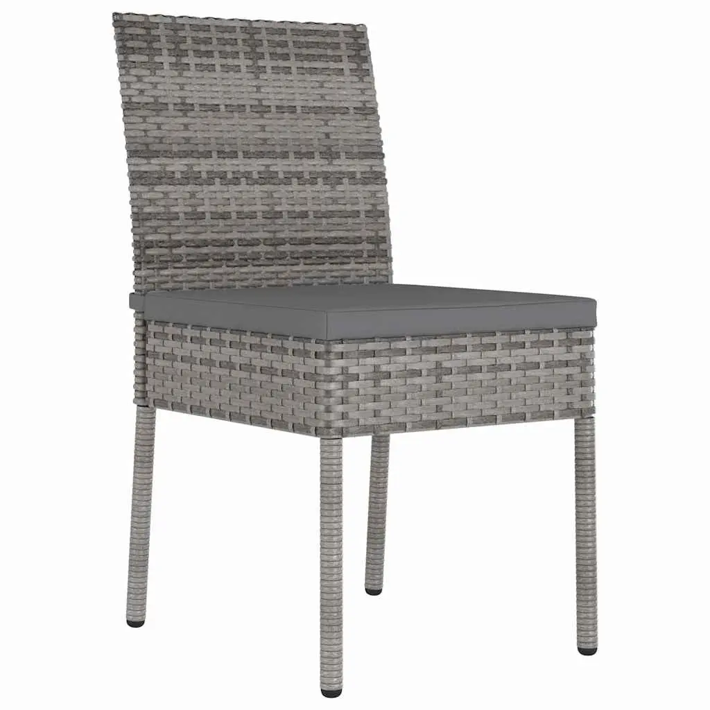 Garden Dining Set Powder-Coated Steel Frame 3 Pieces Grey Outdoor Furniture