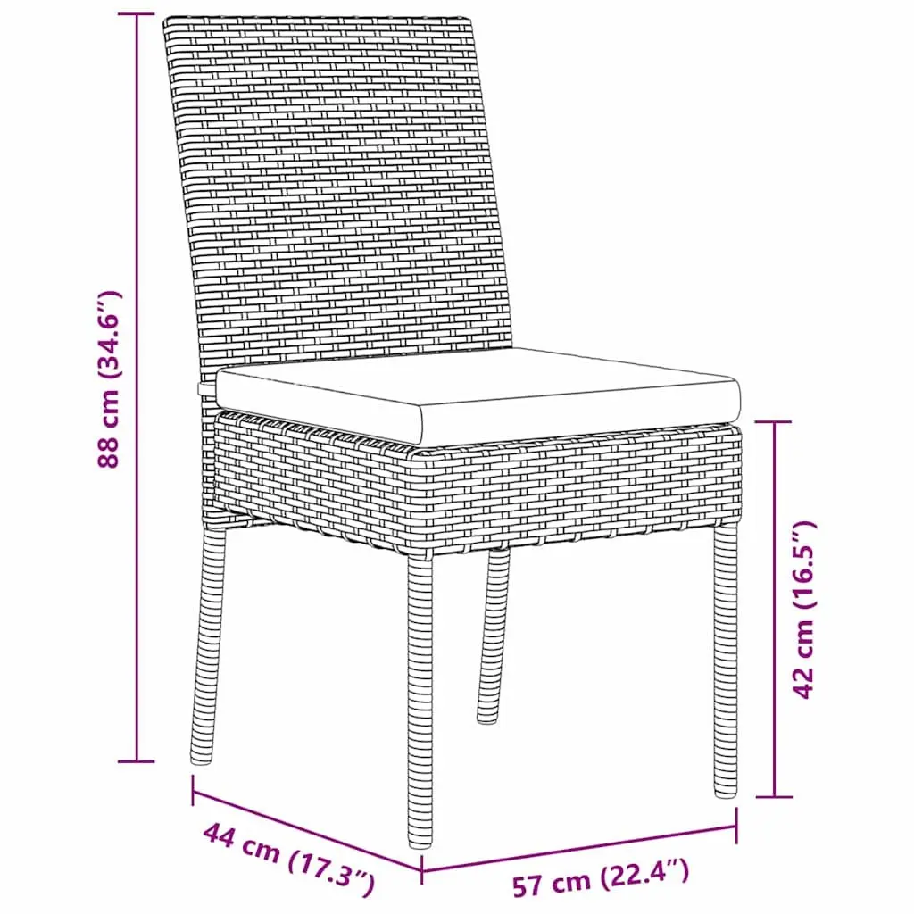 Garden Dining Set Powder-Coated Steel Frame 3 Pieces Grey Outdoor Furniture