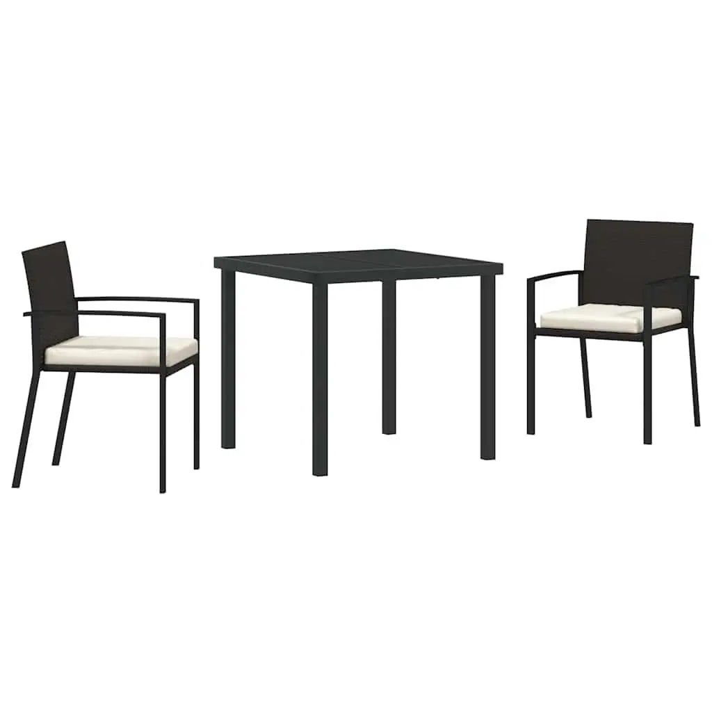 3-Piece Garden Dining Set with Steel Frame