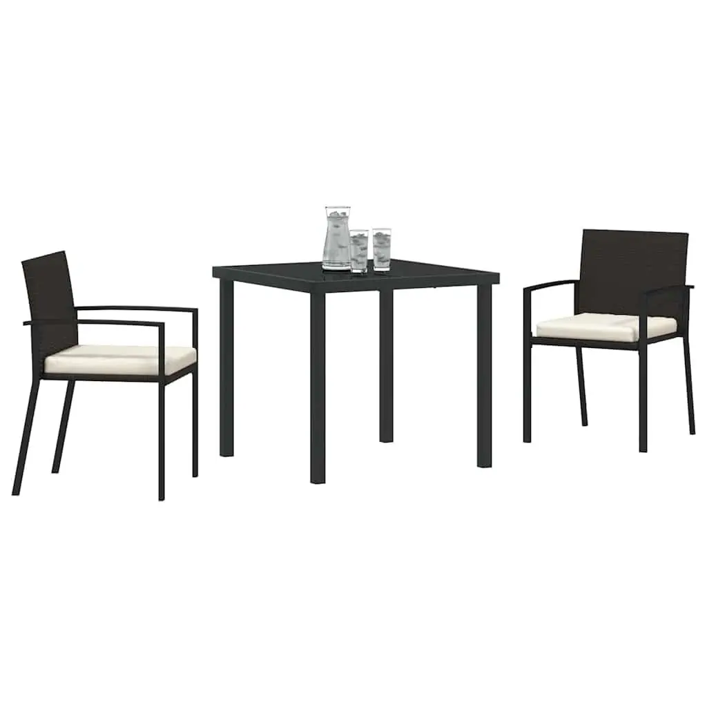 3-Piece Garden Dining Set with Steel Frame