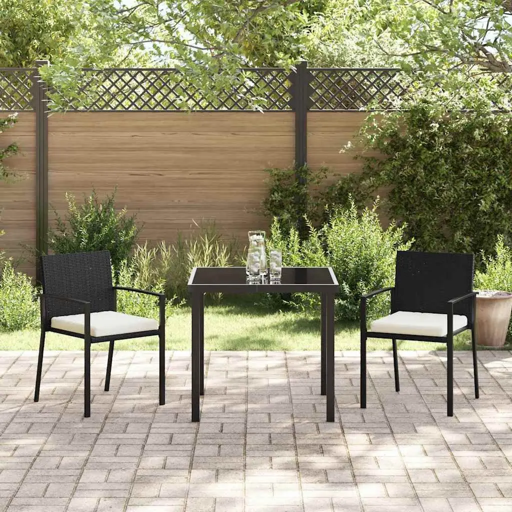 3-Piece Garden Dining Set with Steel Frame