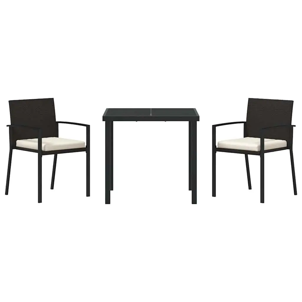 3-Piece Garden Dining Set with Steel Frame