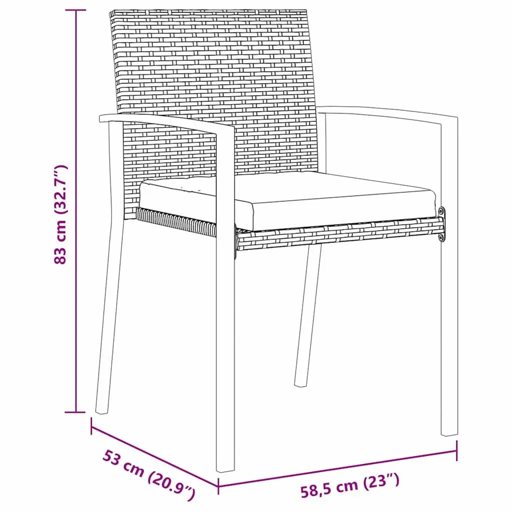 3-Piece Garden Dining Set with Steel Frame
