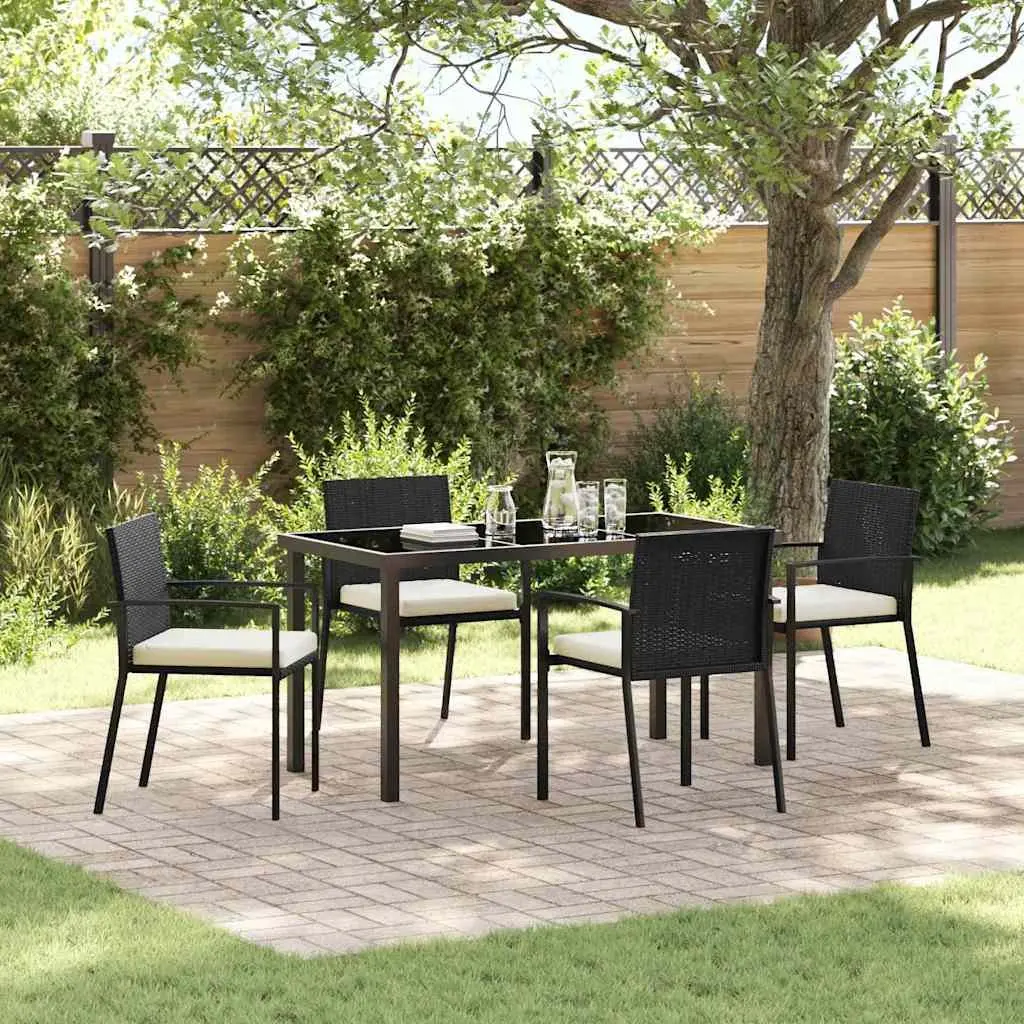 5-Piece Black Steel Garden Dining Set