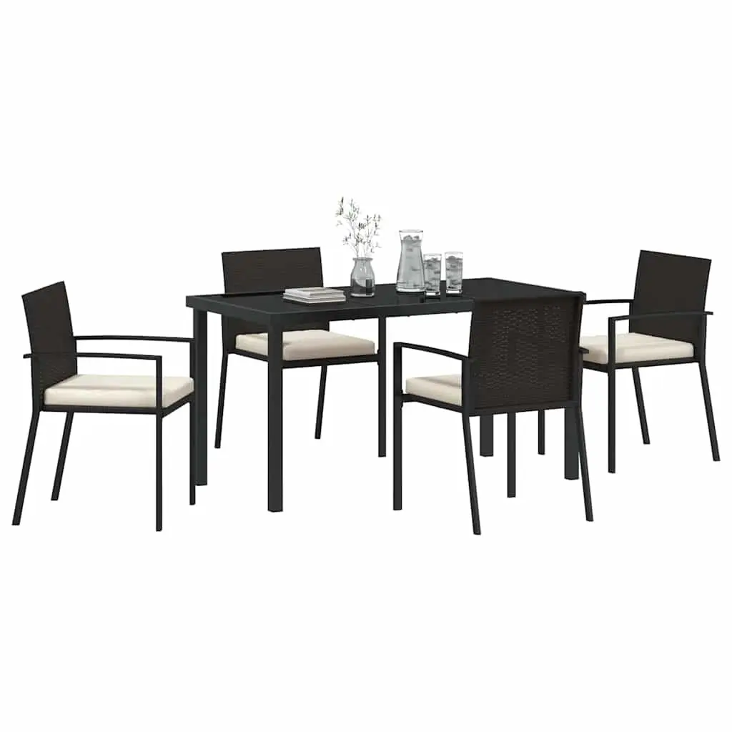 5-Piece Black Steel Garden Dining Set