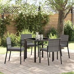 Sturdy 5-Piece Garden Dining Set with Poly Rattan Chairs
