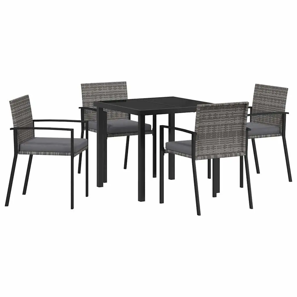 5-Piece Garden Dining Set with Poly Rattan Chairs