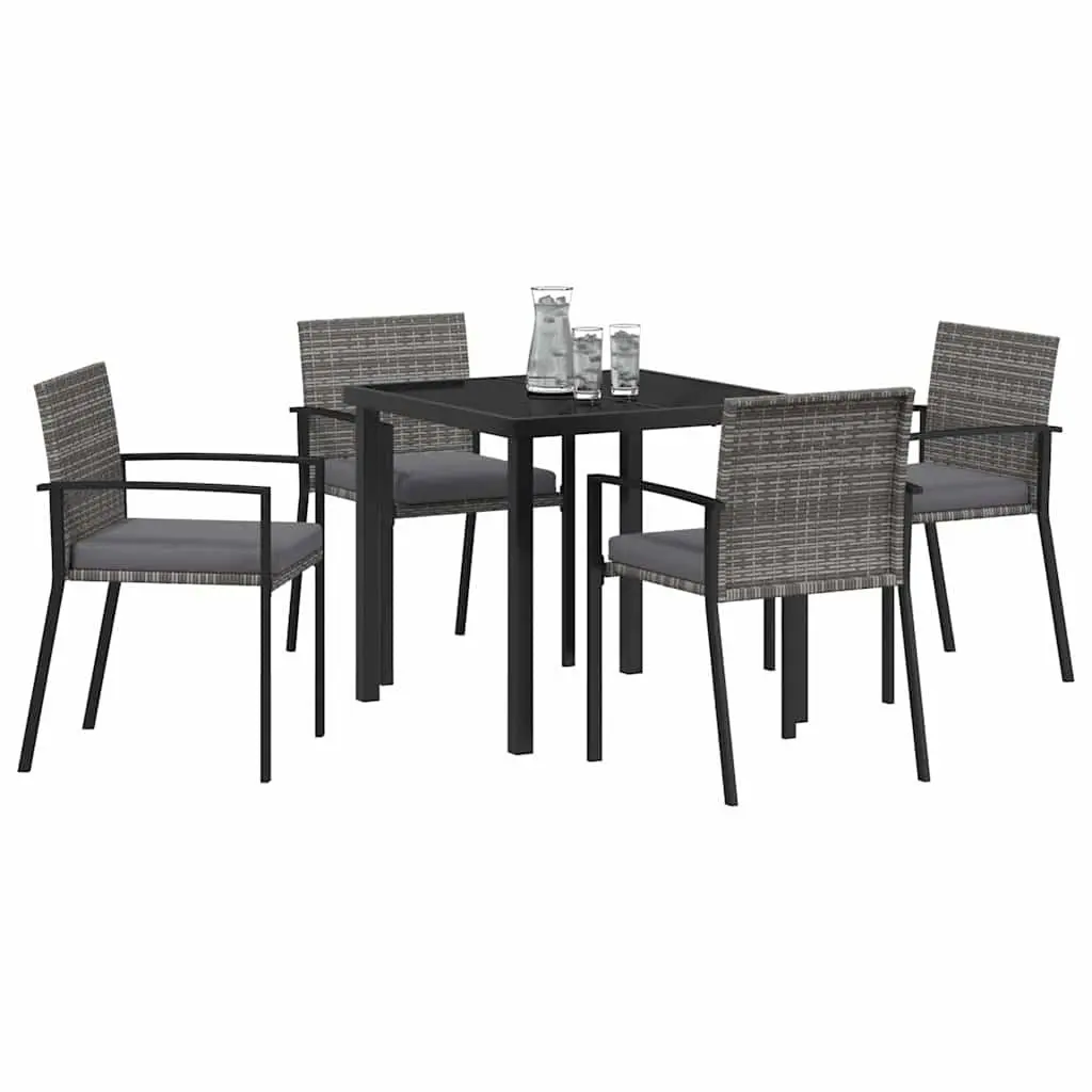 5-Piece Garden Dining Set with Poly Rattan Chairs