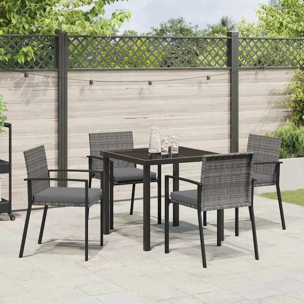 5-Piece Garden Dining Set with Poly Rattan Chairs