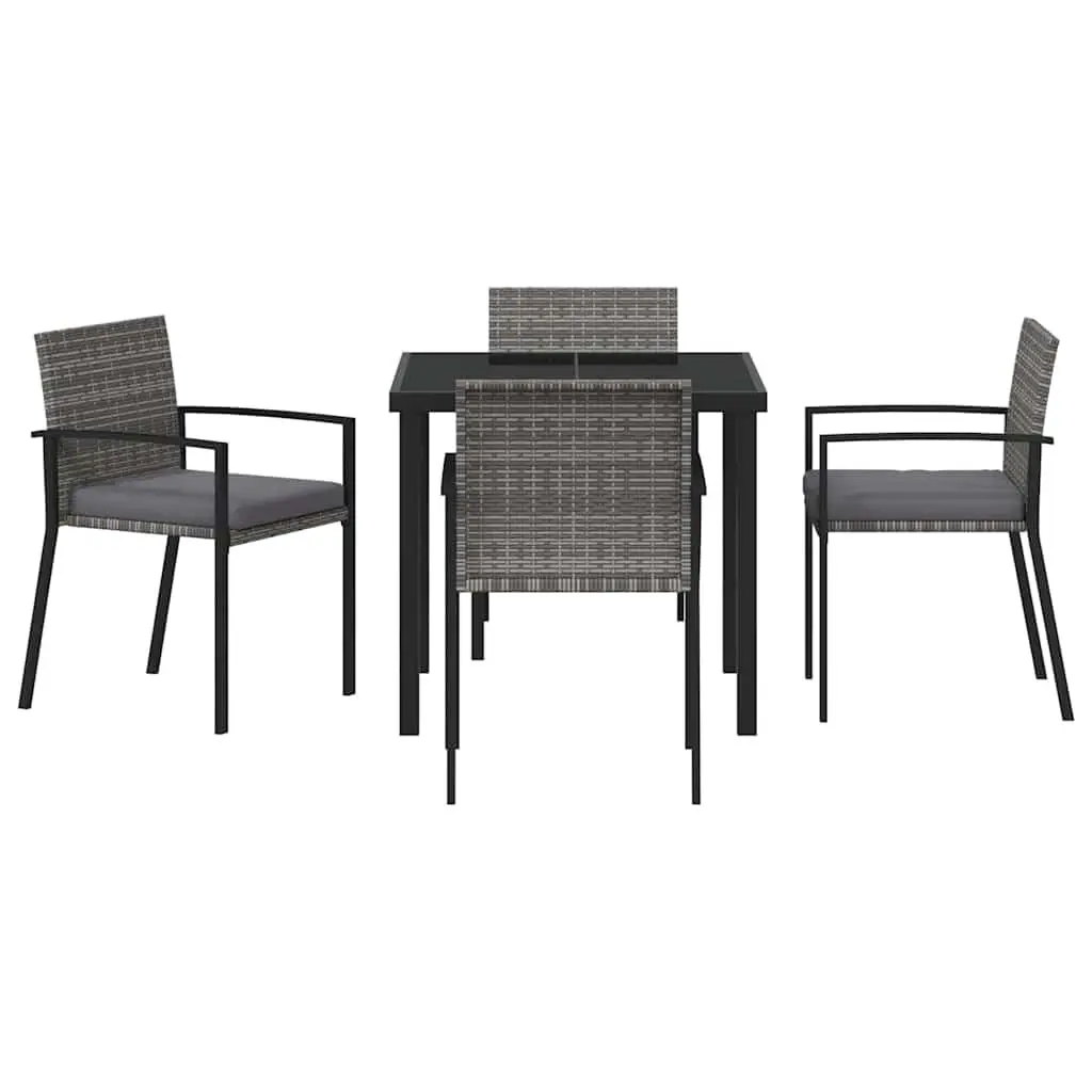 5-Piece Garden Dining Set with Poly Rattan Chairs