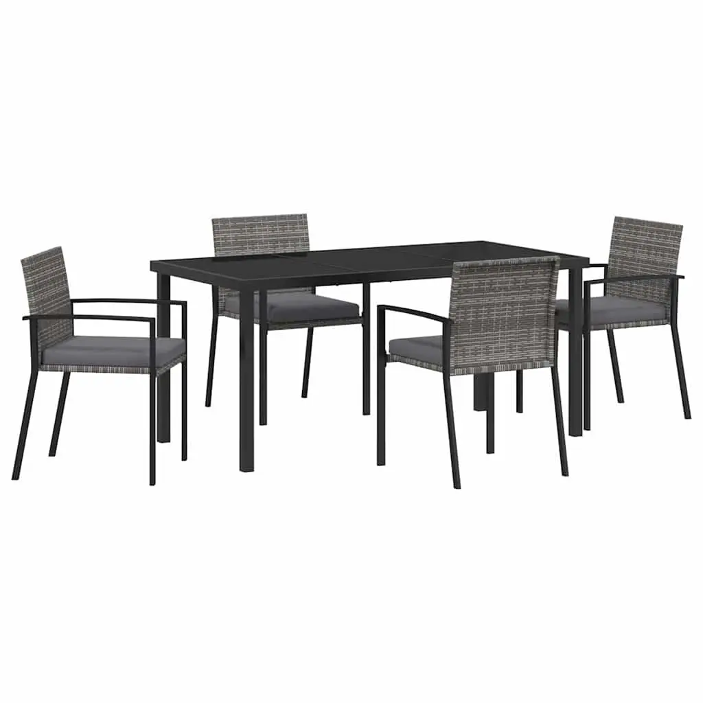 5-Piece Garden Dining Set with Steel Frame