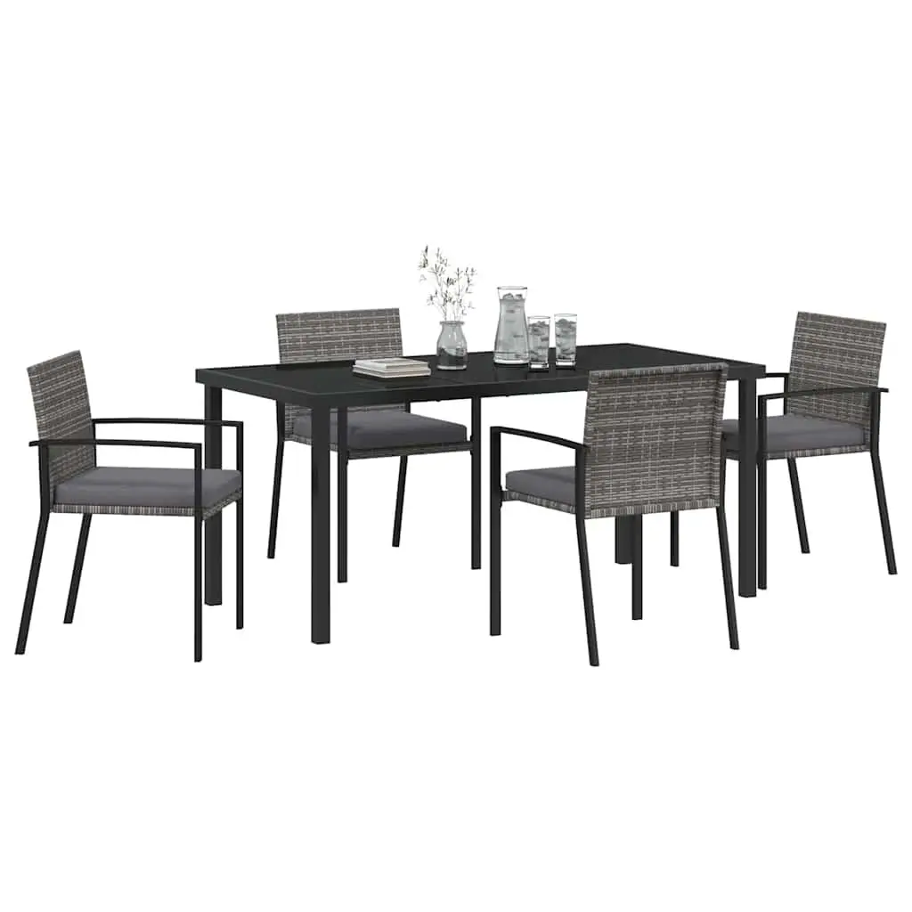 5-Piece Garden Dining Set with Steel Frame