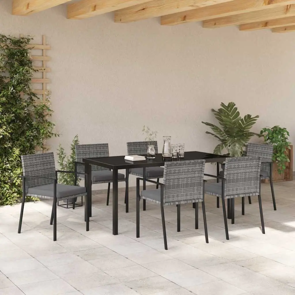 7-Piece Garden Dining Set with Durable Steel Frame