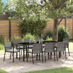 Durable 9-Piece Outdoor Dining Set in Grey
