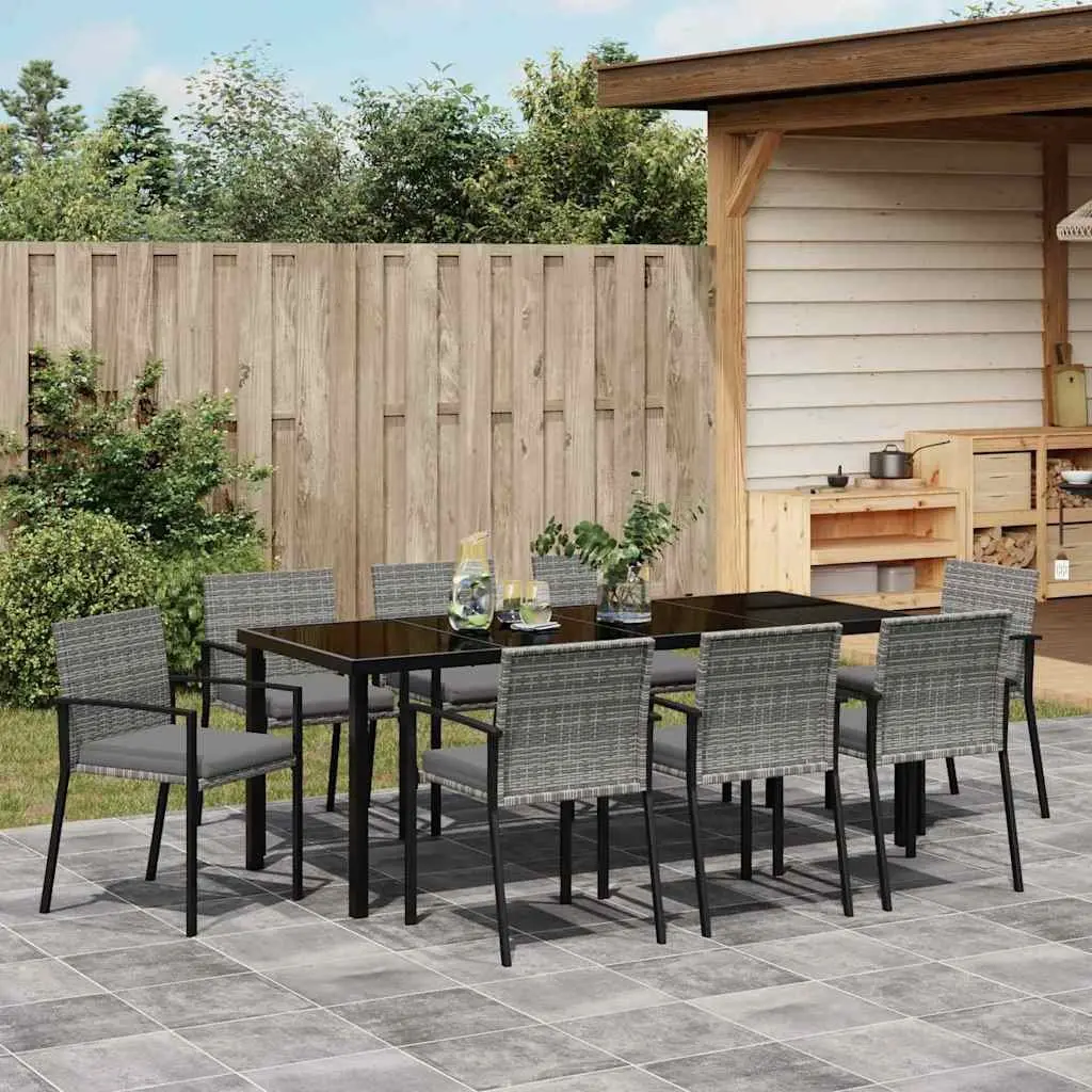 9-Piece Outdoor Dining Set in Grey